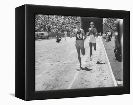 Runner John Landy, Breaking the 4 Minute Mile-Allan Grant-Framed Premier Image Canvas