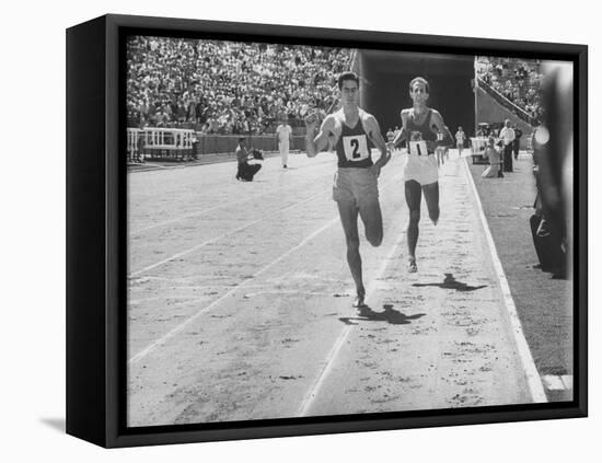 Runner John Landy, Breaking the 4 Minute Mile-Allan Grant-Framed Premier Image Canvas