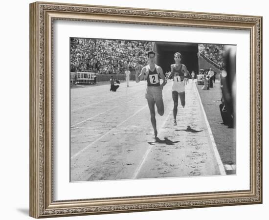 Runner John Landy, Breaking the 4 Minute Mile-Allan Grant-Framed Photographic Print