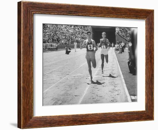 Runner John Landy, Breaking the 4 Minute Mile-Allan Grant-Framed Photographic Print