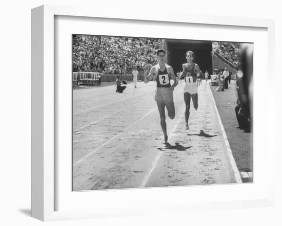 Runner John Landy, Breaking the 4 Minute Mile-Allan Grant-Framed Photographic Print