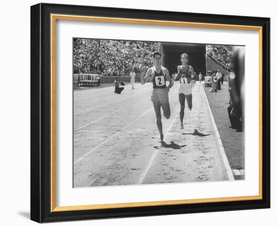 Runner John Landy, Breaking the 4 Minute Mile-Allan Grant-Framed Photographic Print