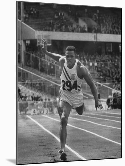 Runner Milt Campbell Competing in the Olympics-John Dominis-Mounted Premium Photographic Print