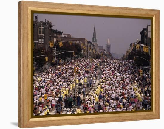 Runner on 4th Avenue in Brooklyn During the 1990 New York City Marathon-null-Framed Premier Image Canvas