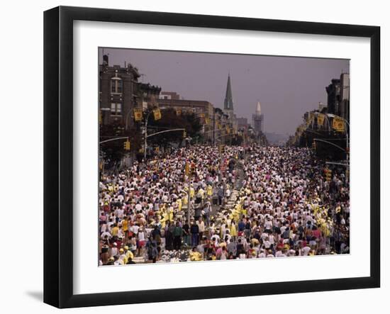 Runner on 4th Avenue in Brooklyn During the 1990 New York City Marathon-null-Framed Photographic Print