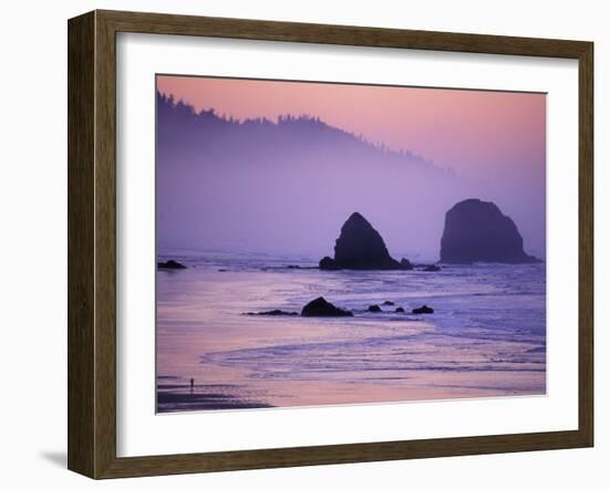 Runner on The Beach, Cannon Beach, Oregon, USA-Gavriel Jecan-Framed Photographic Print