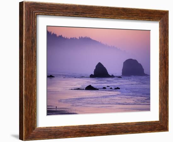 Runner on The Beach, Cannon Beach, Oregon, USA-Gavriel Jecan-Framed Photographic Print