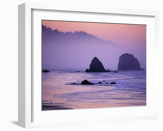 Runner on The Beach, Cannon Beach, Oregon, USA-Gavriel Jecan-Framed Photographic Print