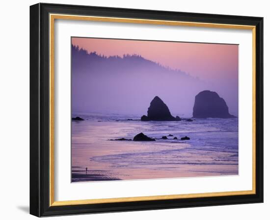 Runner on The Beach, Cannon Beach, Oregon, USA-Gavriel Jecan-Framed Photographic Print