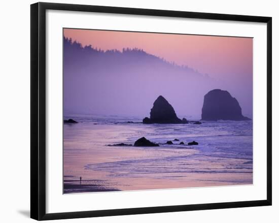 Runner on The Beach, Cannon Beach, Oregon, USA-Gavriel Jecan-Framed Photographic Print