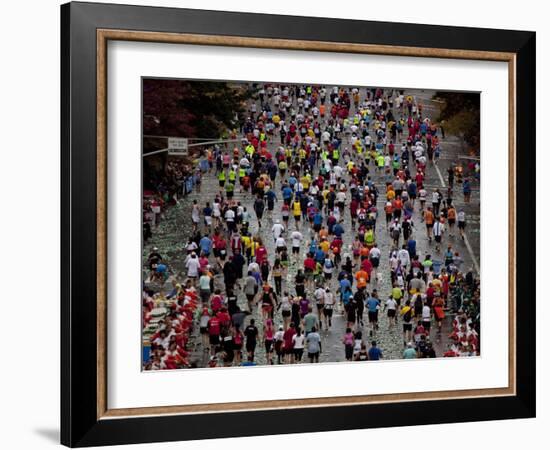 Runners Competing on First Avenue During 2009 New York City Marathon-null-Framed Photographic Print