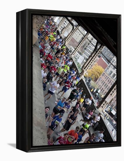 Runners Crossing the 59th Street Queensboro Bridge During the 2009 New York City Marathon-null-Framed Premier Image Canvas