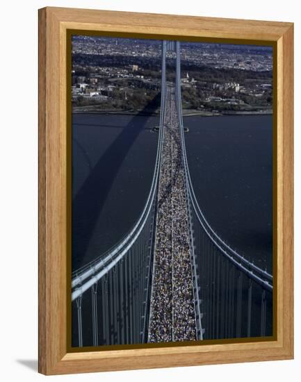 Runners Crossing the Verrazano Bridge after Starting the 1999 New York City Marathon-null-Framed Premier Image Canvas