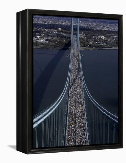 Runners Crossing the Verrazano Bridge after Starting the 1999 New York City Marathon-null-Framed Premier Image Canvas