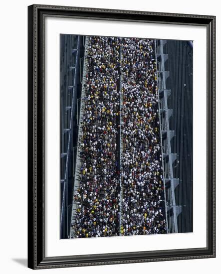 Runners Crossing the Verrazano Bridge after Starting the 1999 New York City Marathon-null-Framed Photographic Print