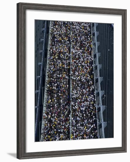 Runners Crossing the Verrazano Bridge after Starting the 1999 New York City Marathon-null-Framed Photographic Print