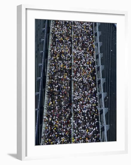 Runners Crossing the Verrazano Bridge after Starting the 1999 New York City Marathon-null-Framed Photographic Print