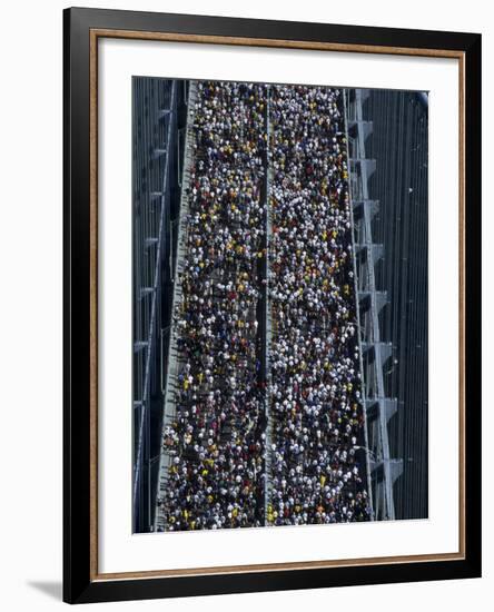 Runners Crossing the Verrazano Bridge after Starting the 1999 New York City Marathon-null-Framed Photographic Print