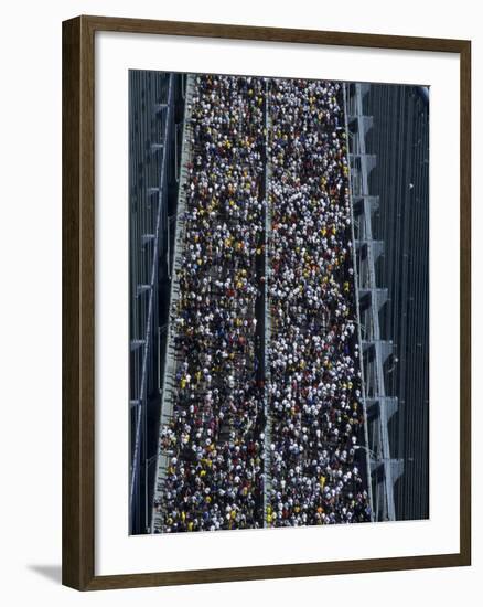 Runners Crossing the Verrazano Bridge after Starting the 1999 New York City Marathon-null-Framed Photographic Print