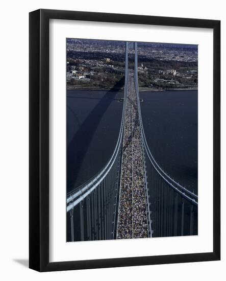 Runners Crossing the Verrazano Bridge after Starting the 1999 New York City Marathon-null-Framed Photographic Print