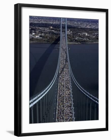 Runners Crossing the Verrazano Bridge after Starting the 1999 New York City Marathon-null-Framed Photographic Print