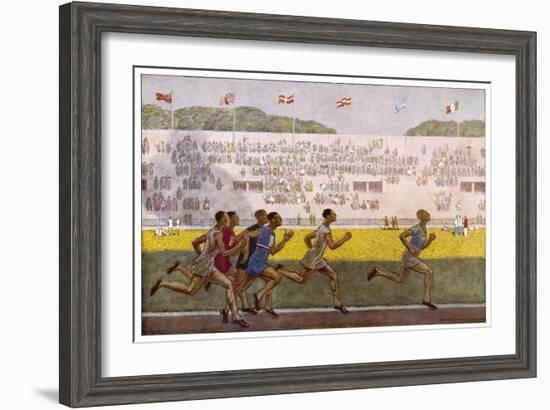 Runners on the Track-Georges Leroux-Framed Art Print