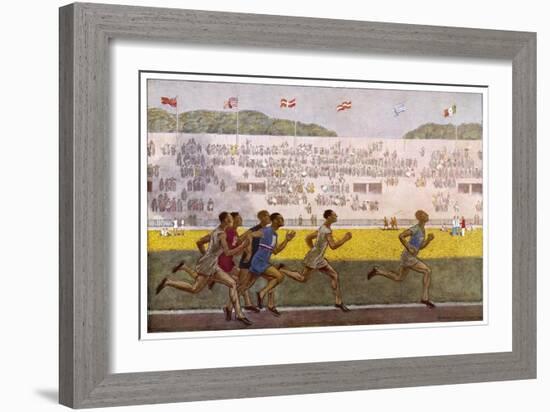 Runners on the Track-Georges Leroux-Framed Art Print