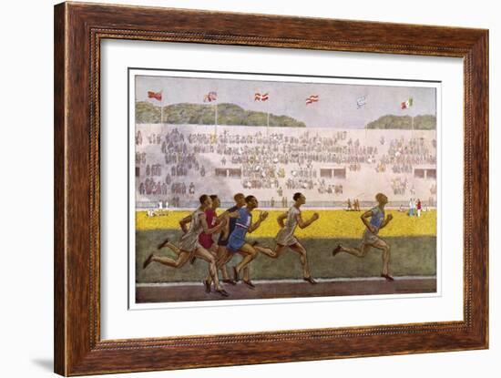 Runners on the Track-Georges Leroux-Framed Art Print