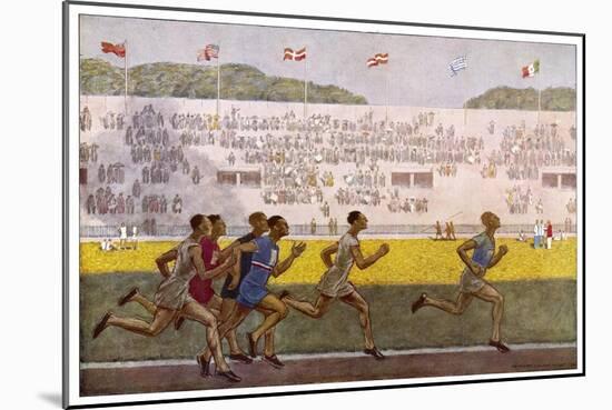 Runners on the Track-Georges Leroux-Mounted Art Print