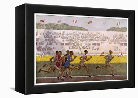 Runners on the Track-Georges Leroux-Framed Stretched Canvas