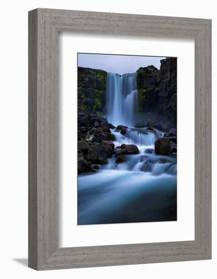 Running Blue, Waterfall Mood, Öxarárfoss, Iceland-Vincent James-Framed Photographic Print