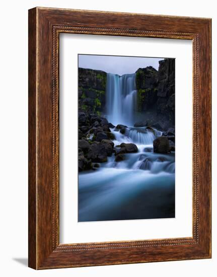 Running Blue, Waterfall Mood, Öxarárfoss, Iceland-Vincent James-Framed Photographic Print