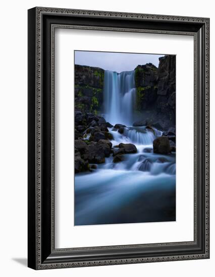 Running Blue, Waterfall Mood, Öxarárfoss, Iceland-Vincent James-Framed Photographic Print