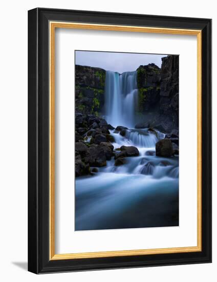 Running Blue, Waterfall Mood, Öxarárfoss, Iceland-Vincent James-Framed Photographic Print