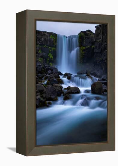 Running Blue, Waterfall Mood, Öxarárfoss, Iceland-Vincent James-Framed Premier Image Canvas