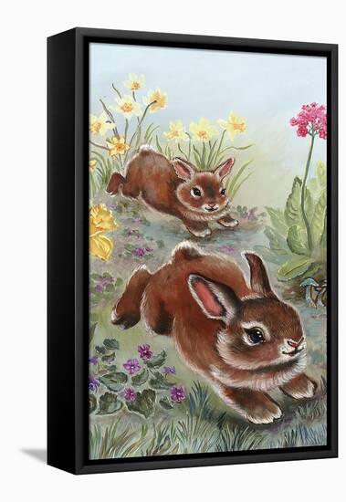 Running Bunnies-Judy Mastrangelo-Framed Premier Image Canvas