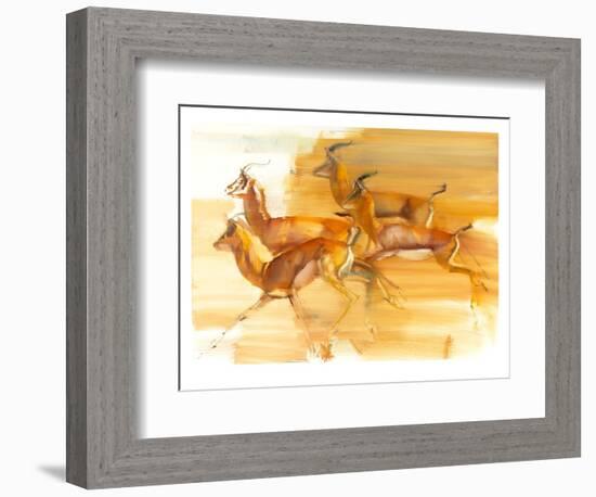 Running Gazelles, 2010-Mark Adlington-Framed Giclee Print