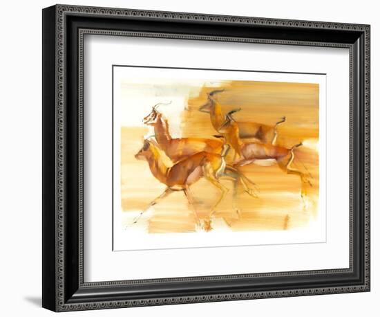 Running Gazelles, 2010-Mark Adlington-Framed Giclee Print