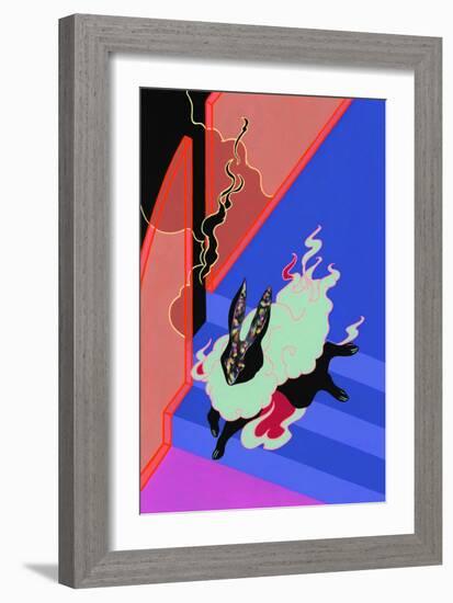 Running Hare, 2019 (Mixed Media on Paper)-Tsz Kam-Framed Giclee Print