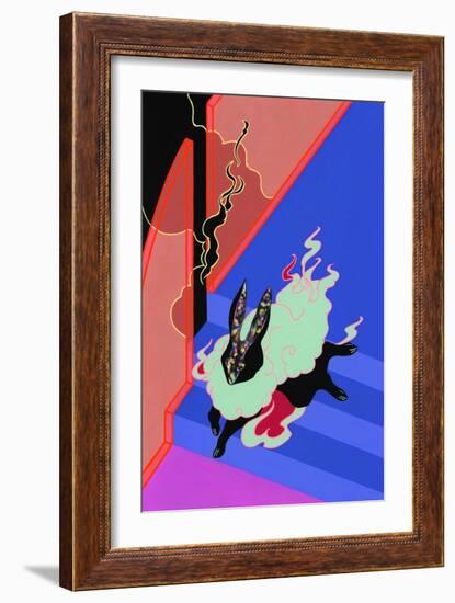 Running Hare, 2019 (Mixed Media on Paper)-Tsz Kam-Framed Giclee Print