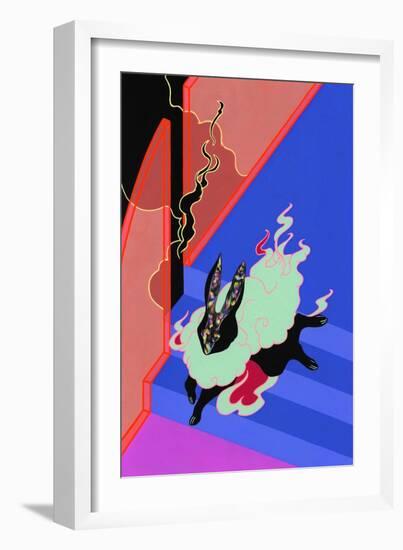 Running Hare, 2019 (Mixed Media on Paper)-Tsz Kam-Framed Giclee Print
