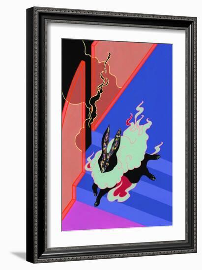 Running Hare, 2019 (Mixed Media on Paper)-Tsz Kam-Framed Giclee Print