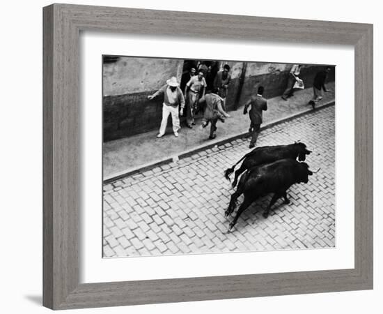 Running of the Bulls for Fiesta of San Ferman-Tony Linck-Framed Photographic Print