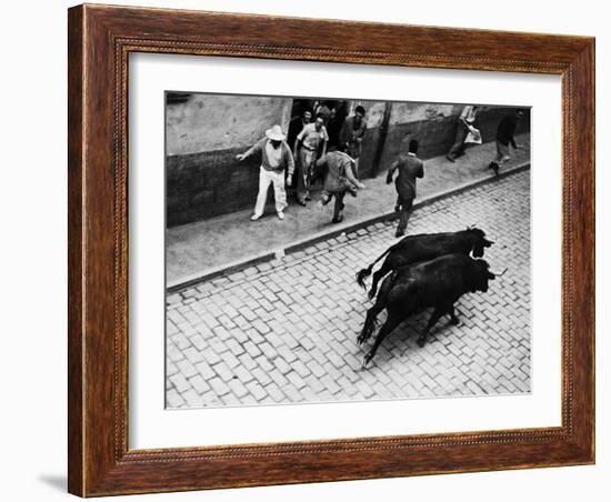 Running of the Bulls for Fiesta of San Ferman-Tony Linck-Framed Photographic Print