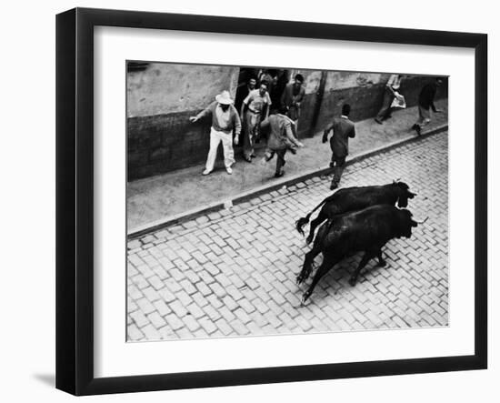 Running of the Bulls for Fiesta of San Ferman-Tony Linck-Framed Photographic Print