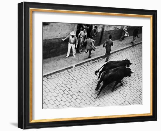 Running of the Bulls for Fiesta of San Ferman-Tony Linck-Framed Photographic Print