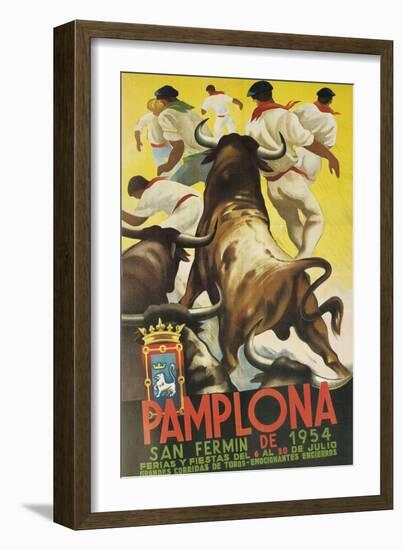 Running of the Bulls, Pamplona, Spain-Found Image Press-Framed Giclee Print