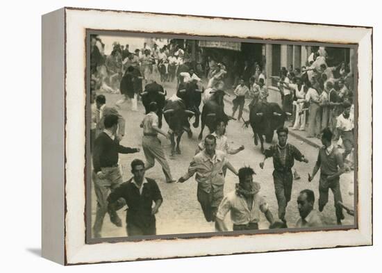 Running of the Bulls, Pamplona, Spain-null-Framed Stretched Canvas