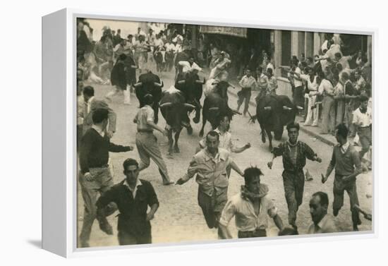 Running of the Bulls, Pamplona, Spain-null-Framed Stretched Canvas