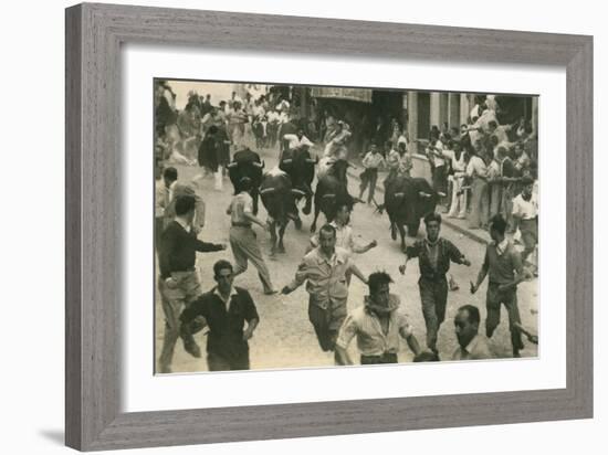 Running of the Bulls, Pamplona, Spain-null-Framed Art Print